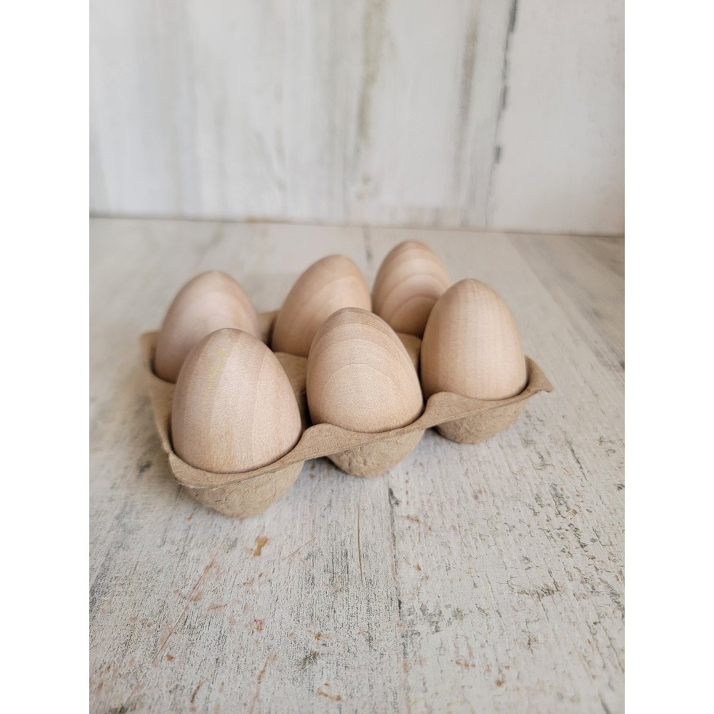 Easter brown wooden egg set spring home decor figure basket filler